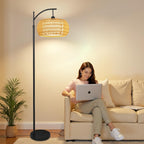 Chic Rattan Arc Floor Lamp