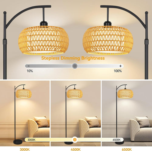 Chic Rattan Arc Floor Lamp