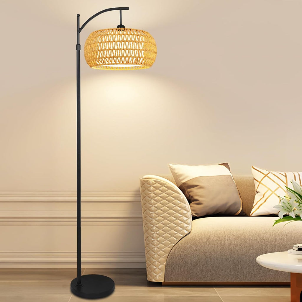 Chic Rattan Arc Floor Lamp