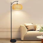 Chic Rattan Arc Floor Lamp
