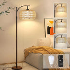 Chic Rattan Arc Floor Lamp