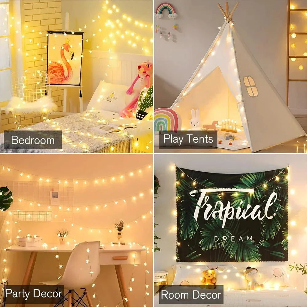 Star String Lights, 3m/6m LED Fairy Twinkle Light USB Powered Warm White for Birthday Party Wedding Christmas Home Decor